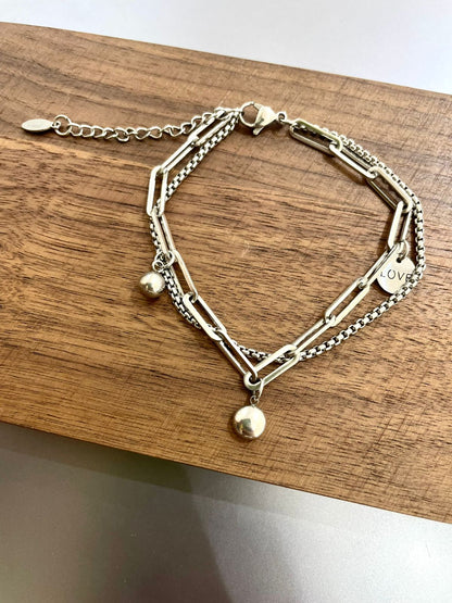 PULSERA DE BOLA PLATEADA💕❤️