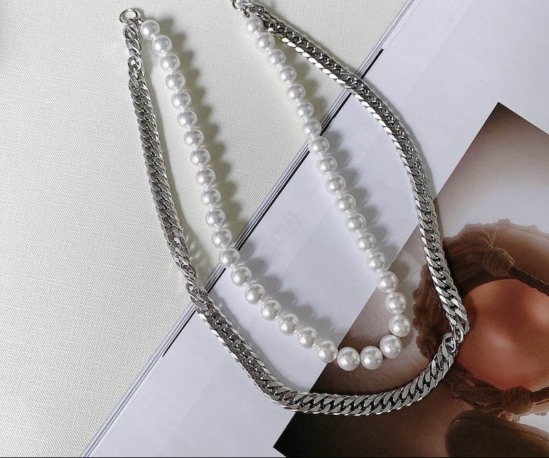 COLLAR DE PERLAS Y  CADENA 💪🎀