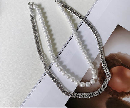 COLLAR DE PERLAS Y  CADENA 💪🎀