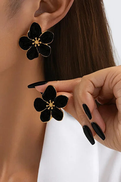 ARETES DE ROSA ESMALTADA