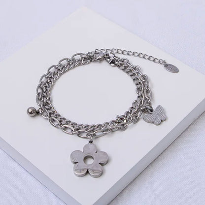 PULSERA DE FLOR PLATEADA 🌺💕