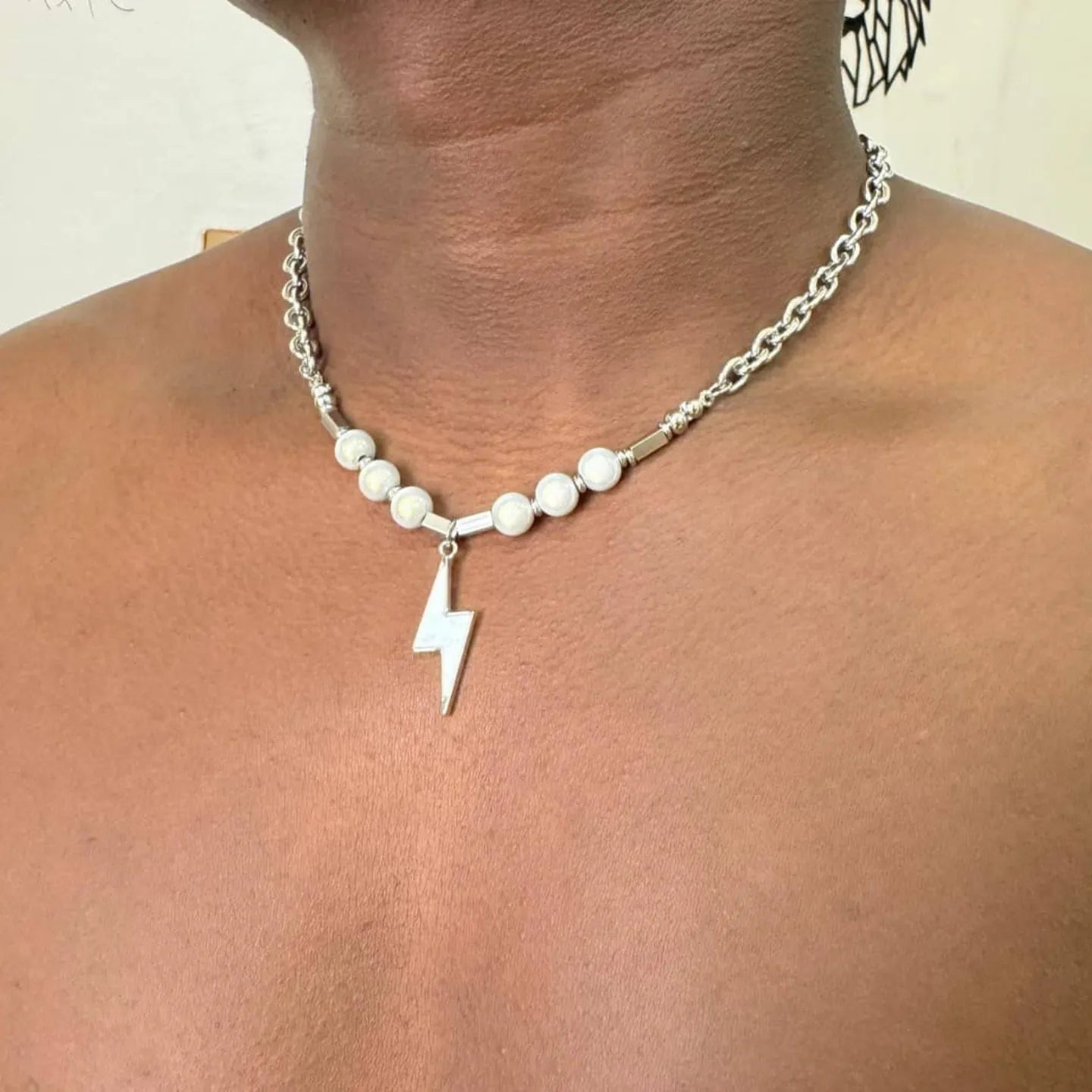 COLLAR DE RAYO CON PERLAS