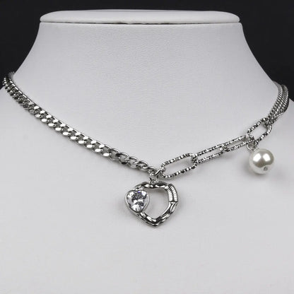 COLLAR DE CORAZON CON PERLA 💕🪽
