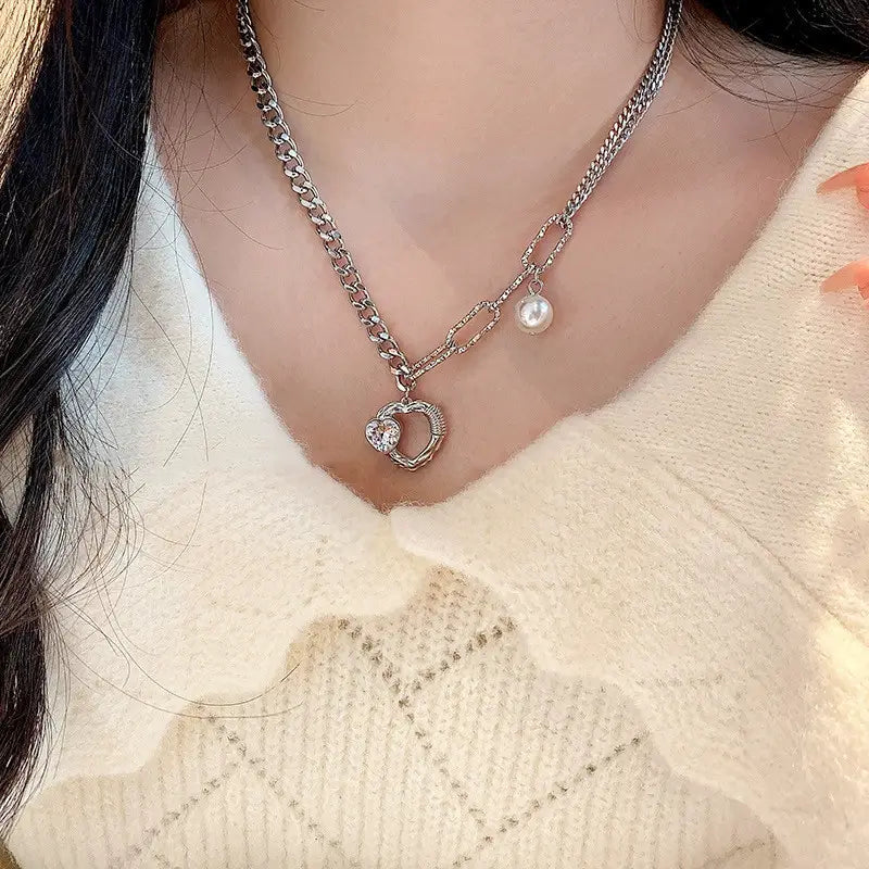 COLLAR DE CORAZON CON PERLA 💕🪽