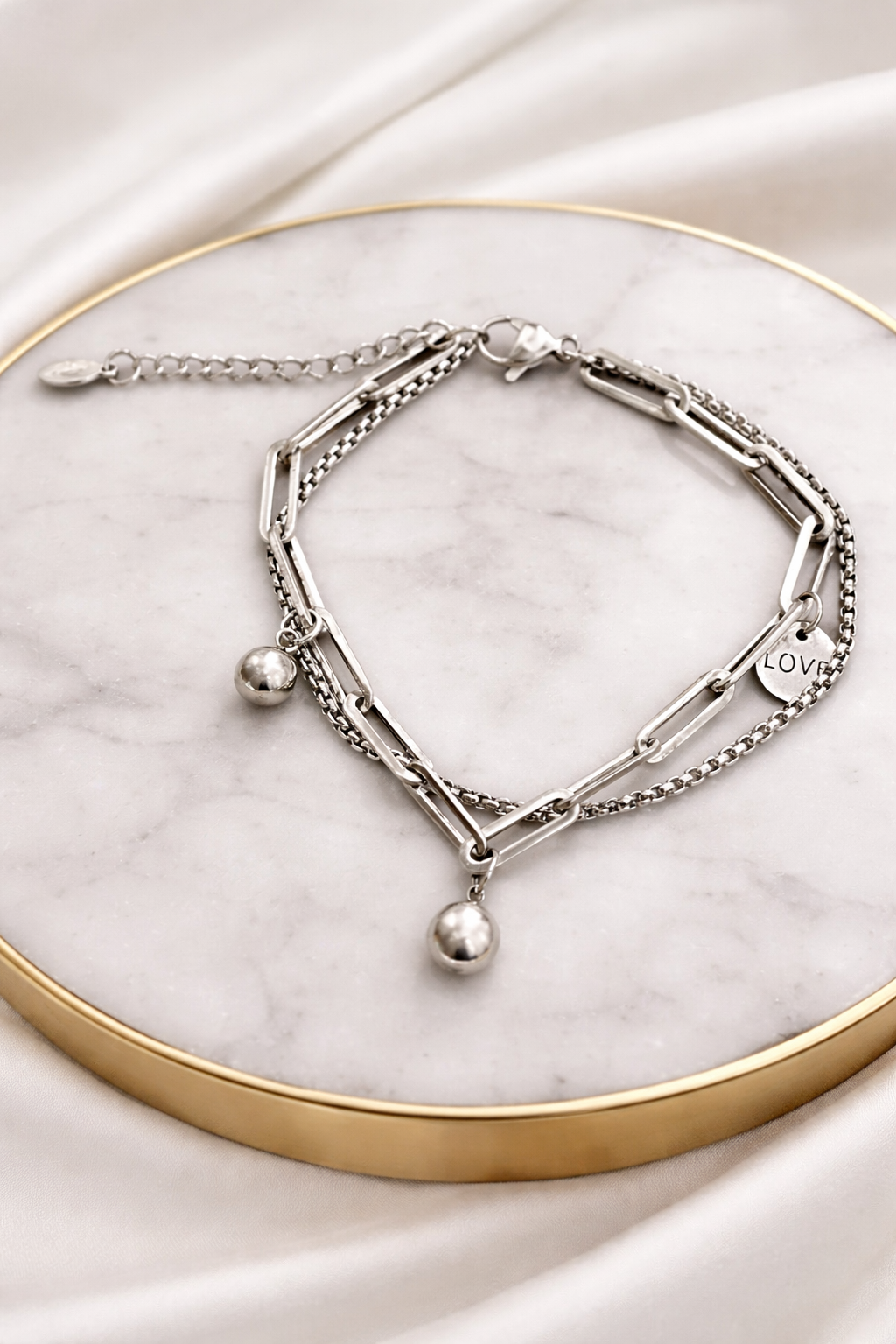 PULSERA DE BOLA PLATEADA💕❤️