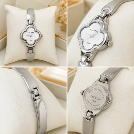 RELOJ DE FORMA DE TREBOL PLATEADO 💕💎
