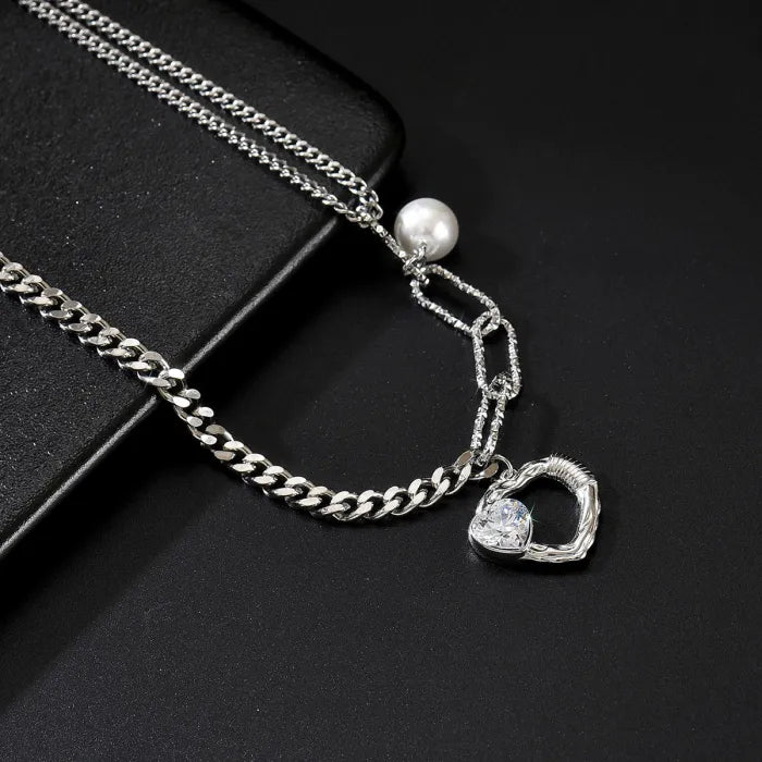 COLLAR DE CORAZON CON PERLA 💕🪽