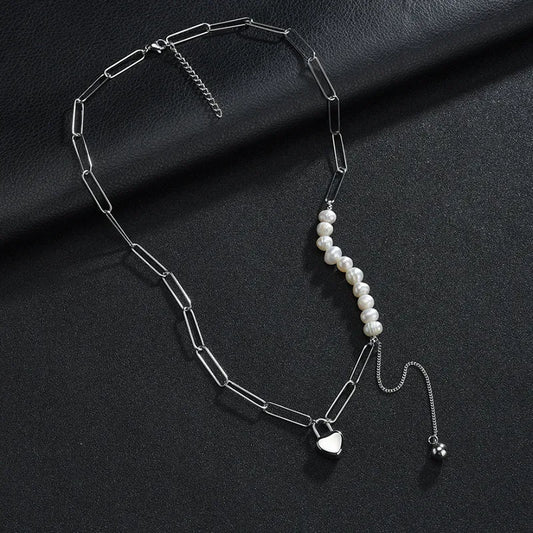 COLLAR DE PERLA CON CORAZON 💕