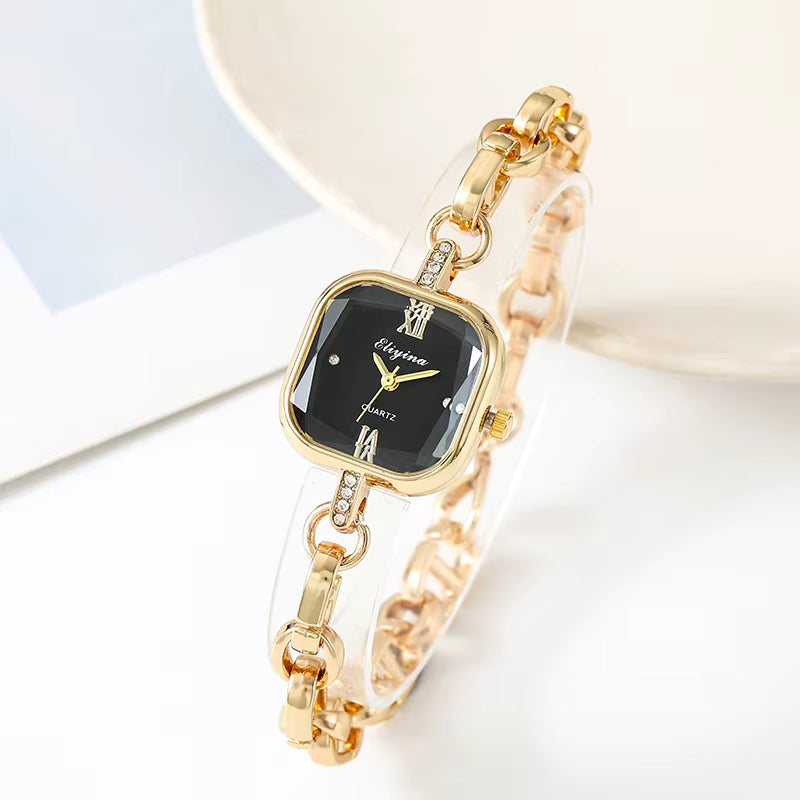 RELOJ CUADRADO DORADO PARA ELLA 💕