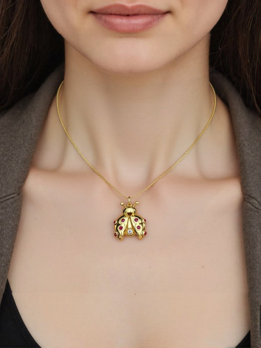 COLLAR DE MARIQUITA CON PIEDRAS ROJAS🐞😍