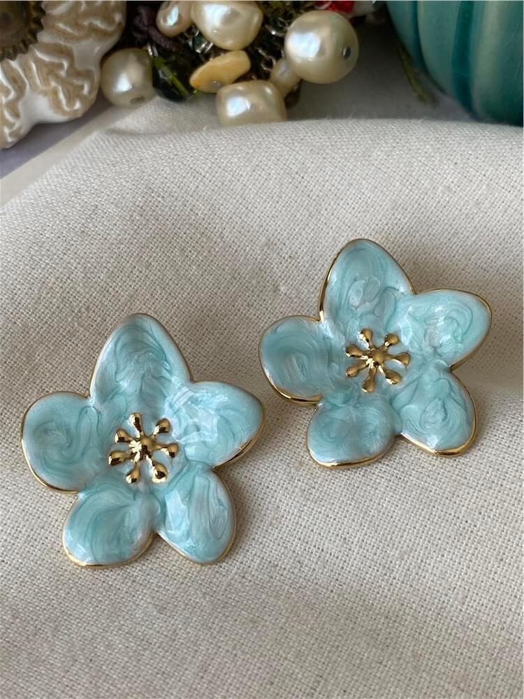 ARETES DE ROSA ESMALTADA