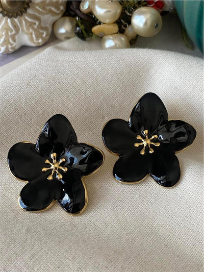 ARETES DE ROSA ESMALTADA
