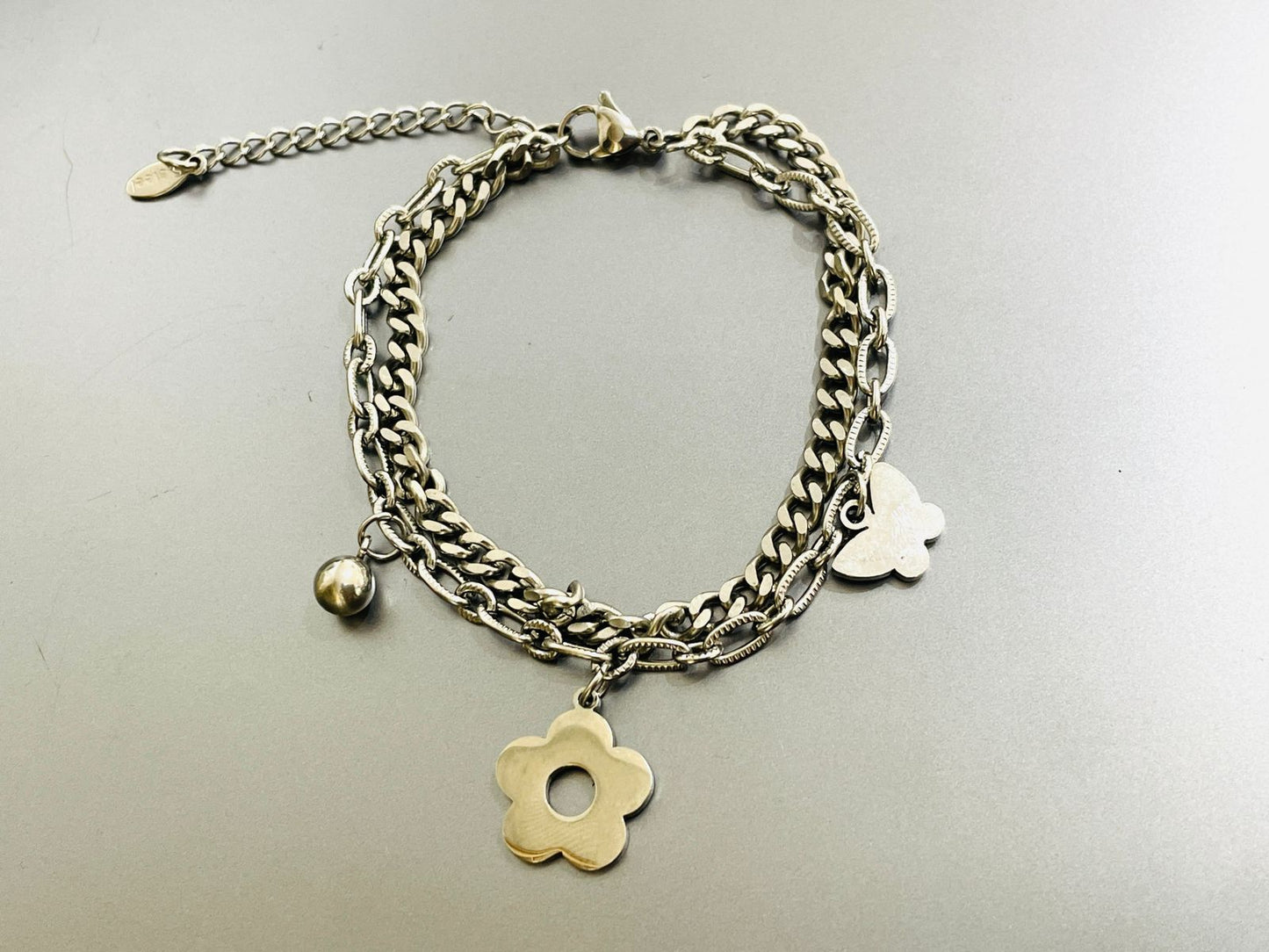 PULSERA DE FLOR PLATEADA 🌺💕