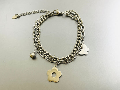 PULSERA DE FLOR PLATEADA 🌺💕