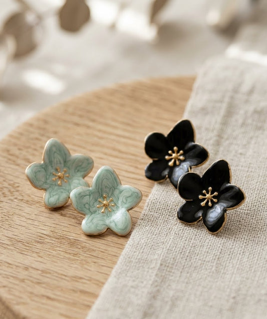 ARETES DE ROSA ESMALTADA