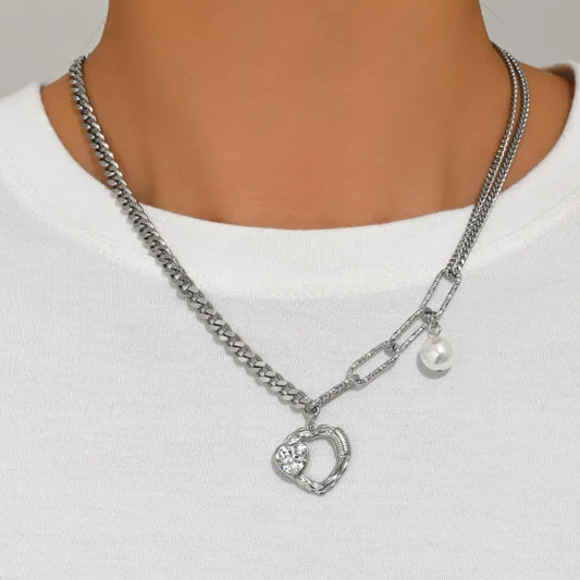 COLLAR DE CORAZON CON PERLA 💕🪽