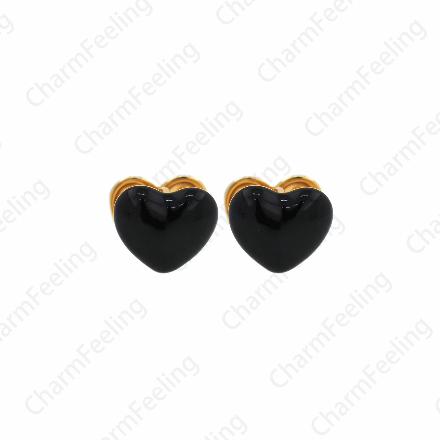 ARETE  DE DOBLE CORAZON ESMALTADO 💕