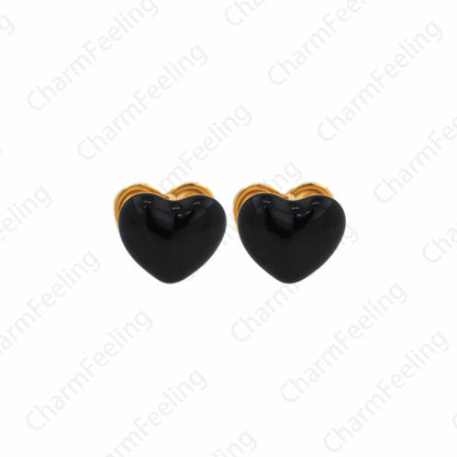 ARETE  DE DOBLE CORAZON ESMALTADO 💕