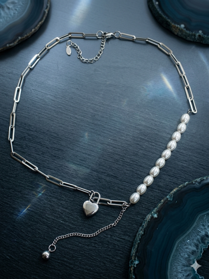 COLLAR DE PERLA CON CORAZON 💕