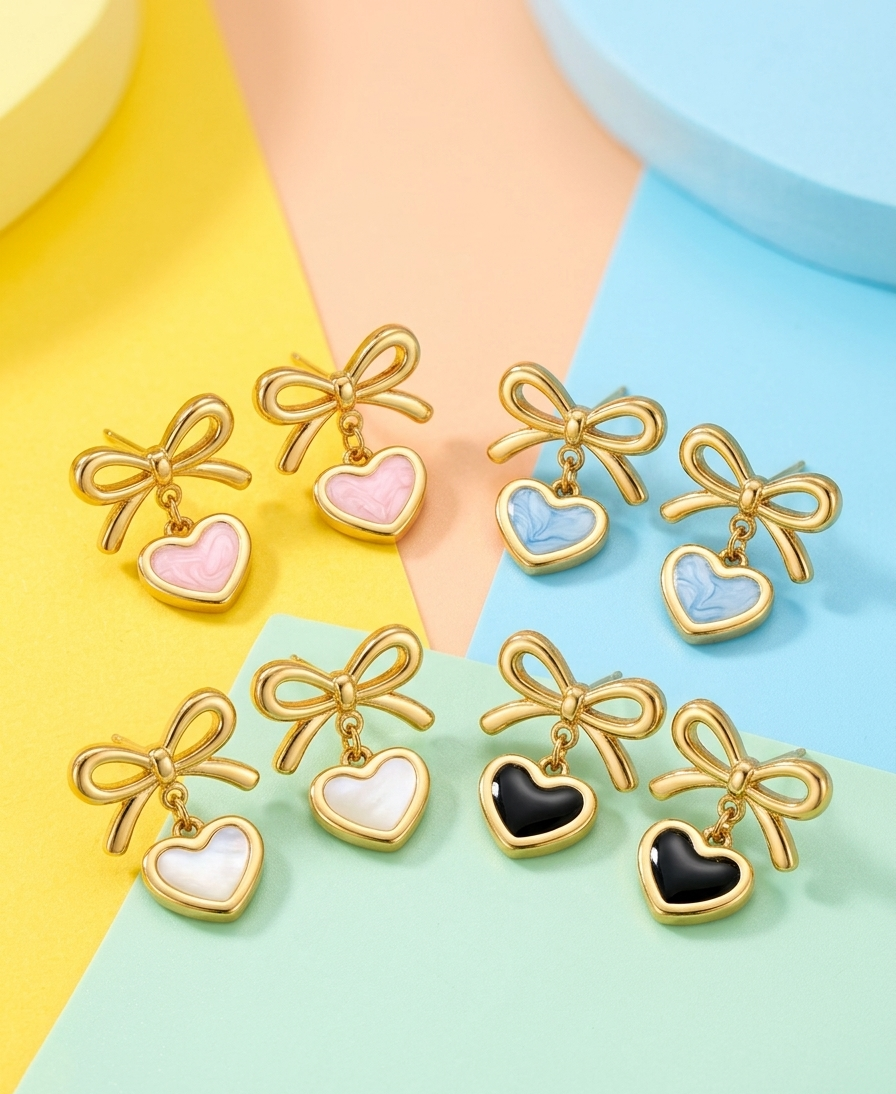 ARETES DE LAZOS DE CORAZON 💕🎀