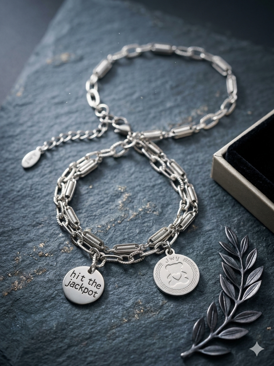 Pulsera "Amuleto de Ternura" en Doble Cadena